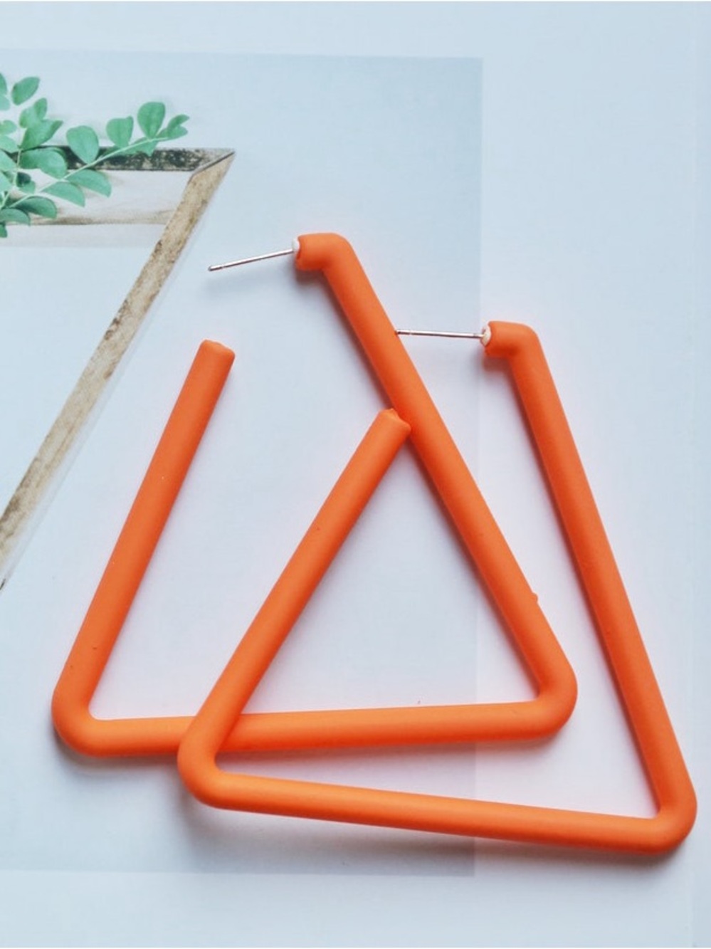 Orange Triangle Hoop Earrings - Women Jewelry